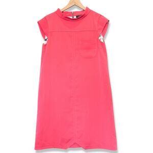 Julia Allert Luxury Couture Sustainable Pink Cap Sleeve High Neck Shift Dress S